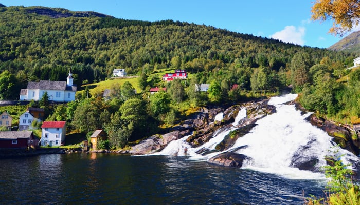 Waterfall in Hellesylt, Norway