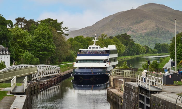 Lord of the Highlands sailing in the Caledonian Canal, Scotland