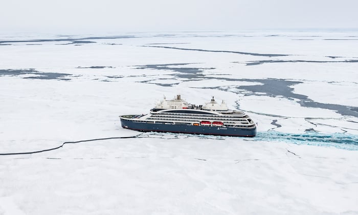 Ponant's Le Commandant Charcot hybrid icebreaker in Antarctica