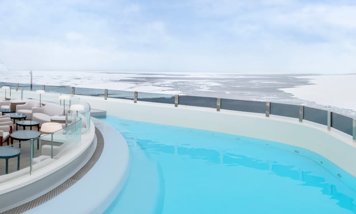The Blue Lagoon pool on Ponant's Le Commandant Charcot in Antarctica