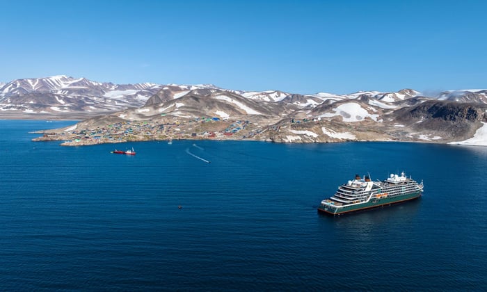 Seabourn Venture in Itoqqortoormiit, Greenland, within the Arctic Circle