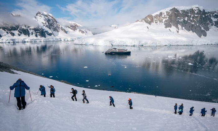 Hiking in Antarctica with HX Expeditions. Credit HX/Kay Fochtmann