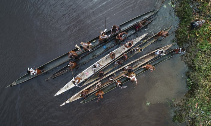 Canoes in Yepem Village in Asmat, Indonesia
