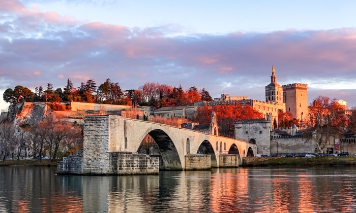 Pont Saint Benezet on the Rhone in Avignon in Autumn