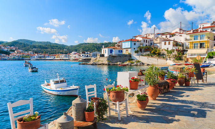 Kokkari bay on Samos island, one of the best quiet Greek islands