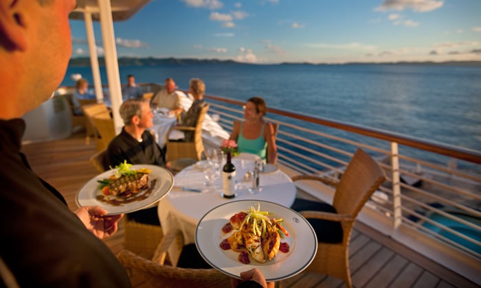 Al fresco dining on board SeaDream Yacht Club