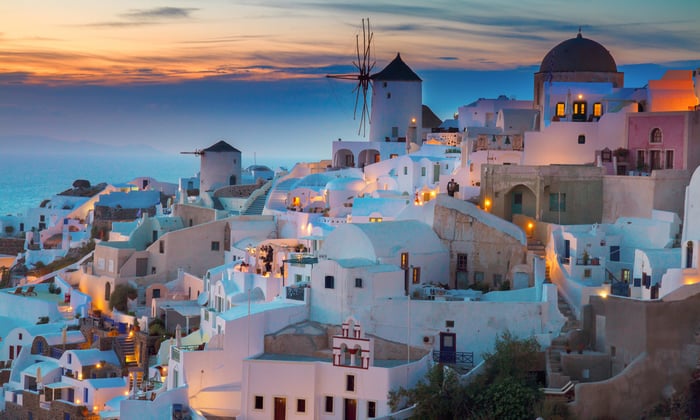 Sunset over Santorini, Greece