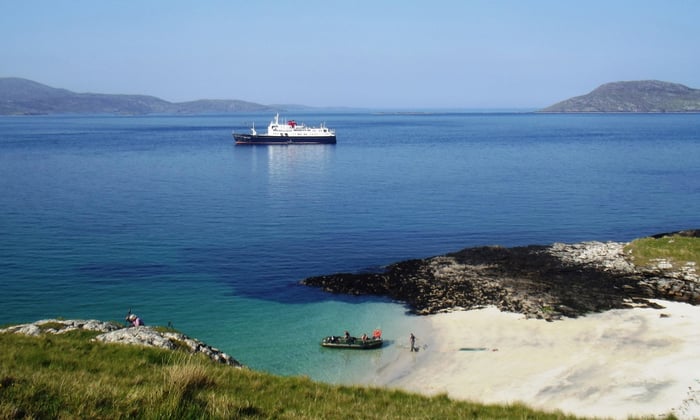 Hebridean Princess at Sandray in the Hebrides, Scotland