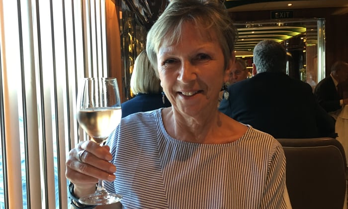 Susan dining on Seabourn Odyssey