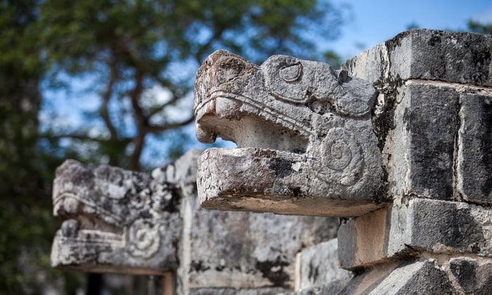 Mayan carvings at Chichén Itzá, Mexico