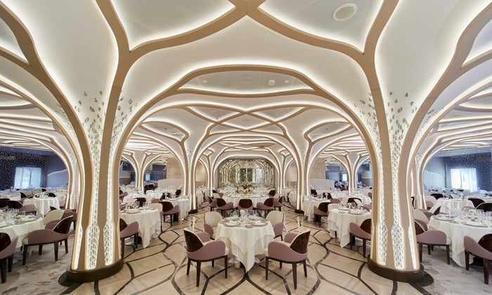 Compass Rose, the main restaurant on board Seven Seas Grandeur