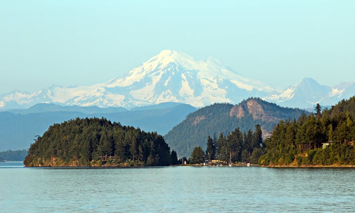 View of Mount Baker from San Juan Islands, USA
