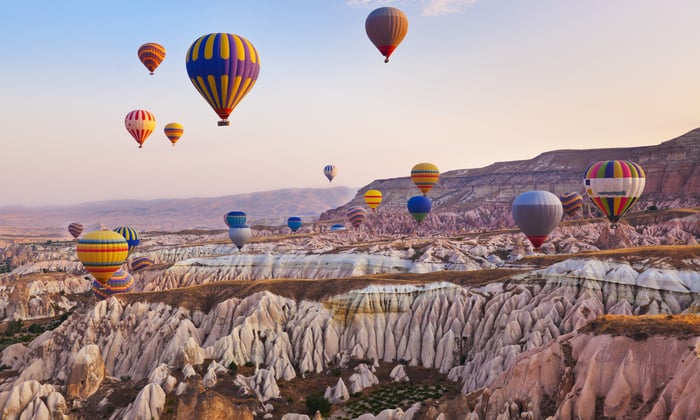 Hot air balloons over Cappadocia, Turkey