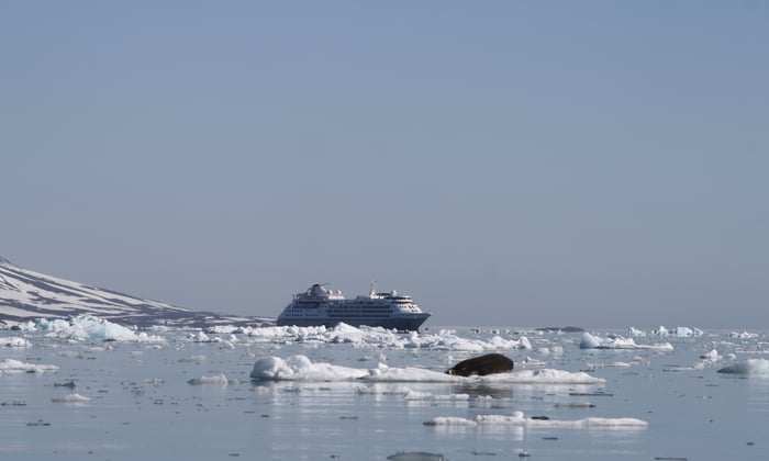 Silversea's Silver Cloud expedition ship in the Arctic waters, Arctic