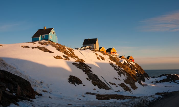 Houses in Sisimiut in Greenland