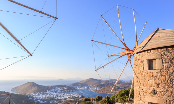 Windmills on Patmos, Greece