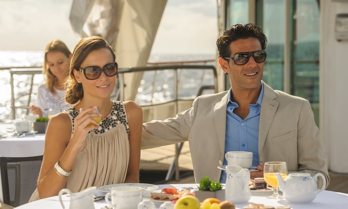 Elegant casual dress on board a Ponant cruise