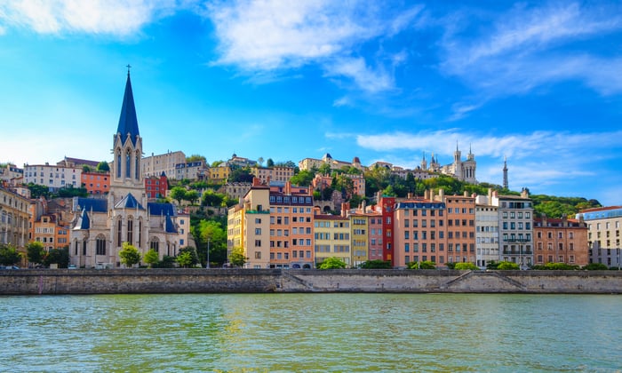 Riverfront in Lyon, France