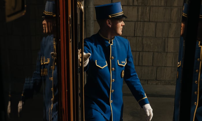 Train guard on board the Venice Simplon-Orient-Express