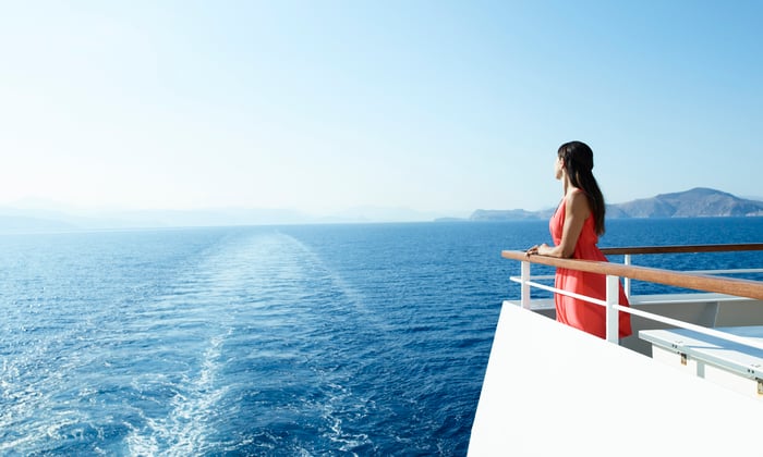 Seabourn guest on deck