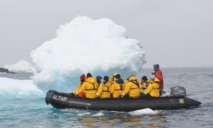 Quark Expeditions: Guests on a Zodiac in Antarctica
