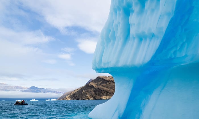 Zodiac cruising in Scoresbysund in Greenland with AE Expeditions