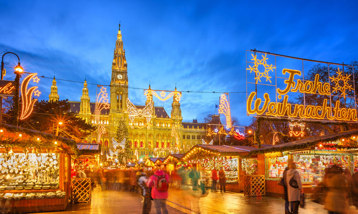 Festive lights at one of Vienna's Christmas Markets