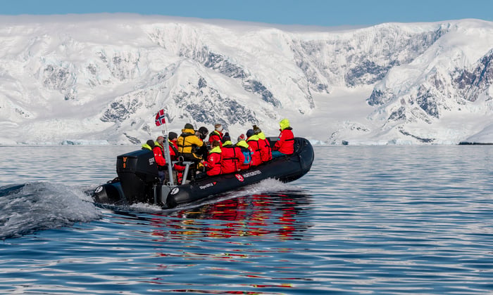 MS Roald Amundsen - Zodiac in Wilhelmina Bay, Antarctica