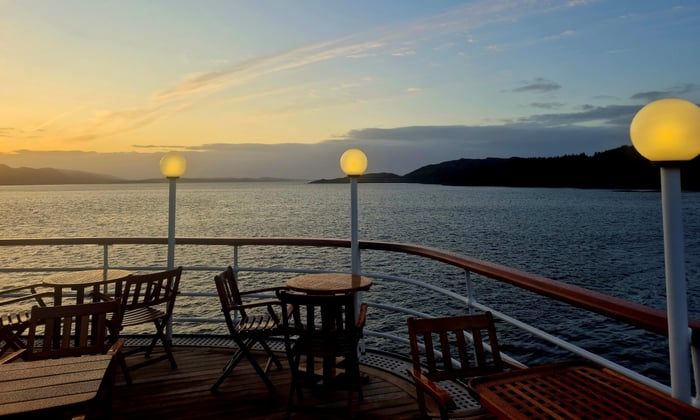 Sunset from the deck of Hebridean Princess