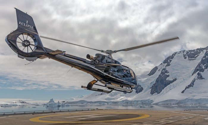 Scenic Eclipse's helicopter in Antarctica