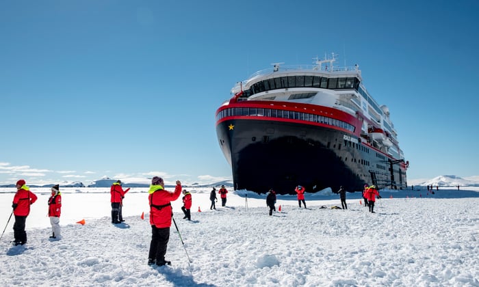 Hurtigruten's MS Roald Amundsen in Antarctica