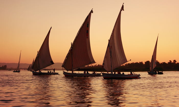 Feluccas on the river Nile, Egypt