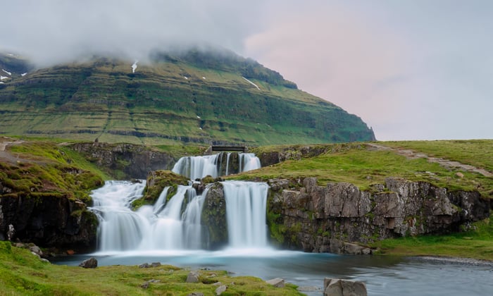 kirkjufellsfoss waterfall in grundarfjordur in iceland