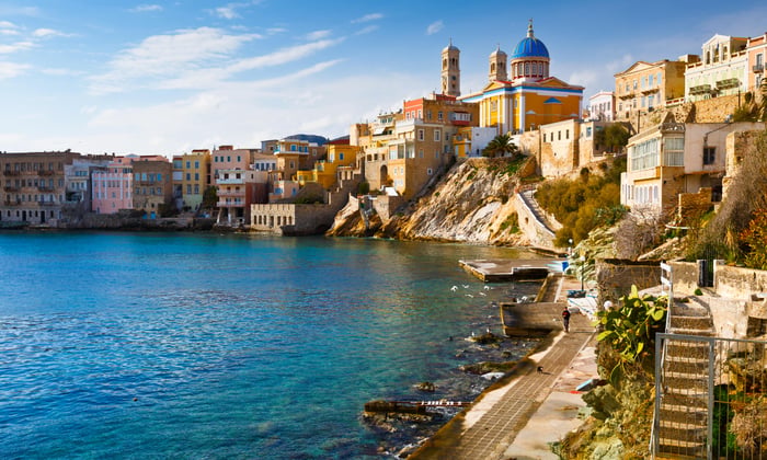 Ermoupoli town in Syros, one of the best quiet Greek islands to cruise to
