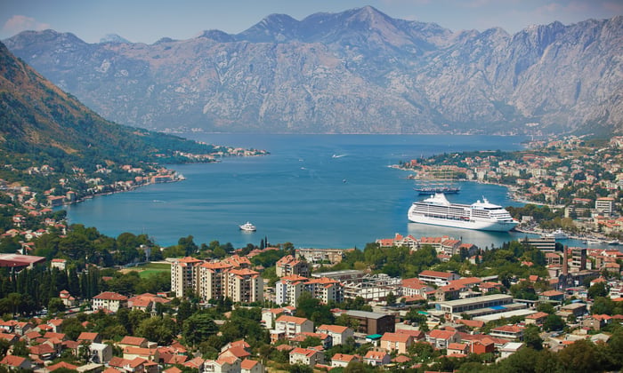 Regent Seven Seas Mariner in the Bay of Kotor, Montenegro