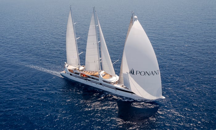 Le Ponant sailing in the Greek Islands