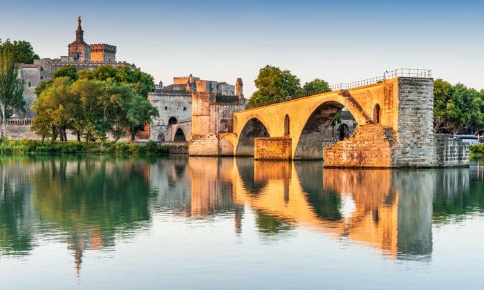 Avignon Bridge & the Popes Palace on the Rhone River