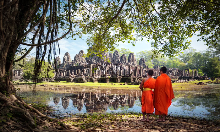 Monks at Angkor Wat, Cambodia