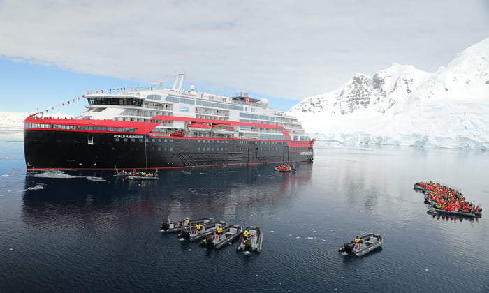 Hurtigruten - MS Roald Amundsen naming ceremony in Antarctica
