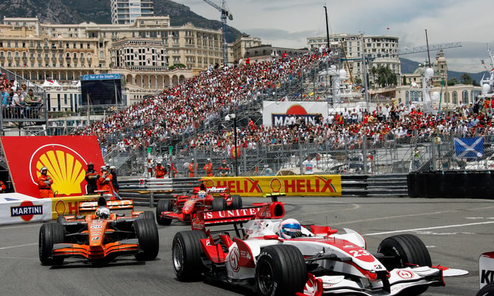 Racing cars on the track at the Monaco Grand Prix