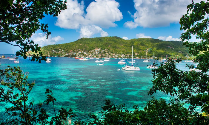 Admiralty Bay in Bequia, accessible on small ship cruises to the Caribbean