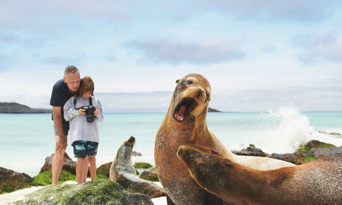 Family on a Galapagos cruise with Lindblad Expeditions