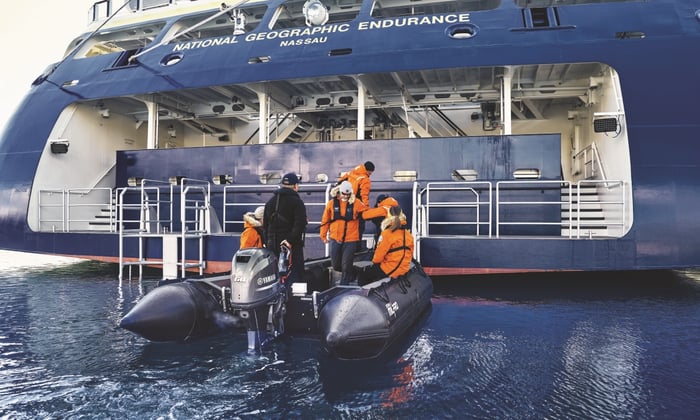 Lindblad Expeditions' National Geographic Endurance launching a Zodiac