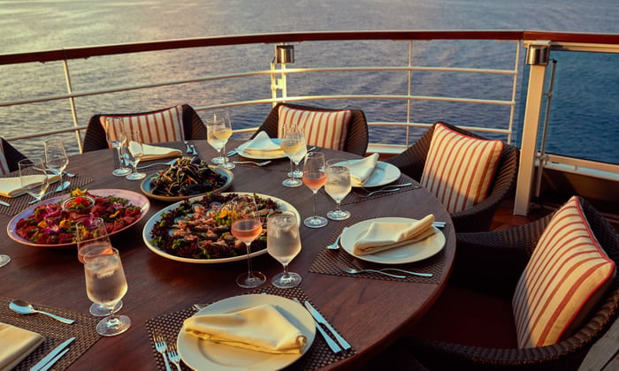 Dining at the Colonnade restaurant on Seabourn Encore