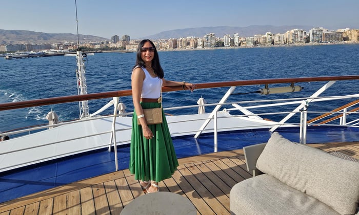 Anjalina on Windstar's Wind Surf in the Mediterranean 
