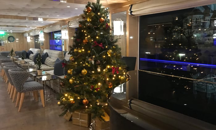 Uniworld - S.S. Beatrice - Main lounge during a Christmas markets cruise