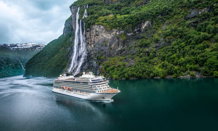 Viking Sky in Geirangerfjord, Norway