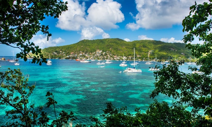 A view of Admiralty Bay, Bequia, a port of call on some small ship Caribbean cruises