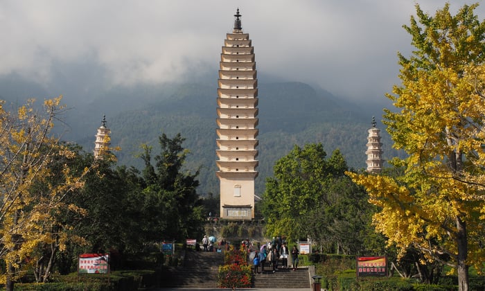 Three Pagodas in Dali, China