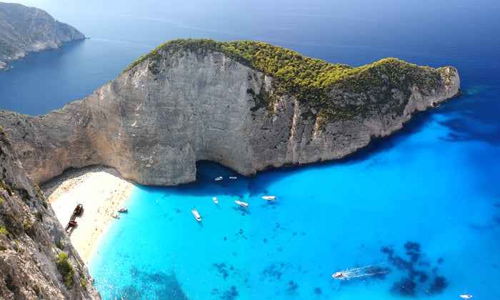 Navagio beach in Zakynthos, Greece